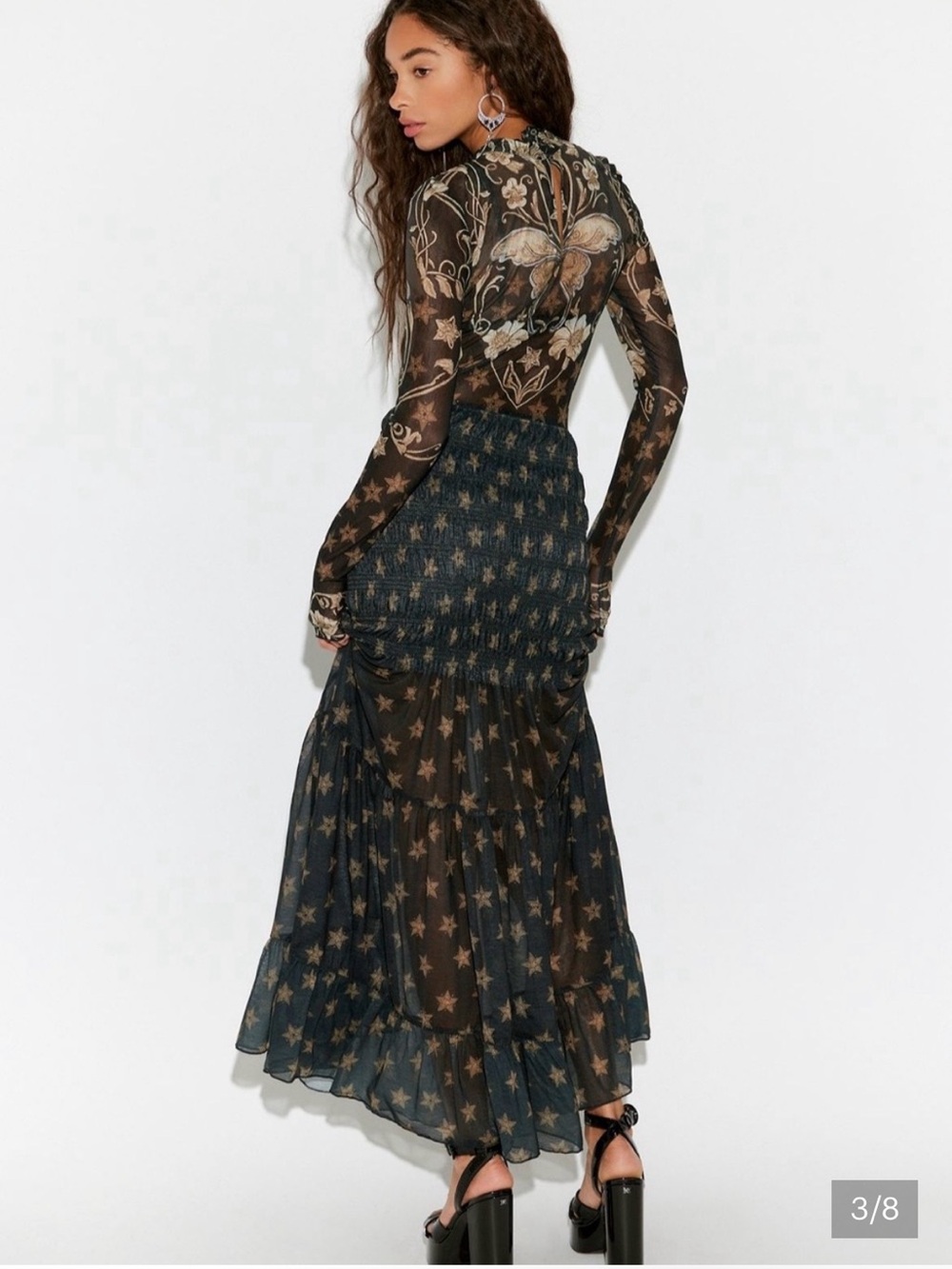 Free People Stargazer Black Maxi dress with Gold Star Print - Picture 3 of 6